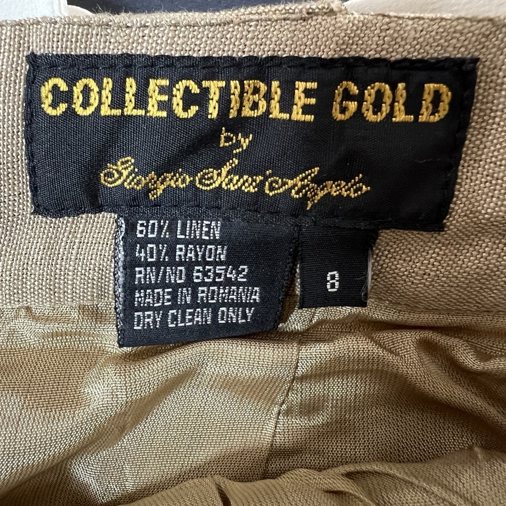 Vintage Giorgio Sant Angelo Collectible Gold Pants Womens 8 Straight Leg Belted - Picture 8 of 9